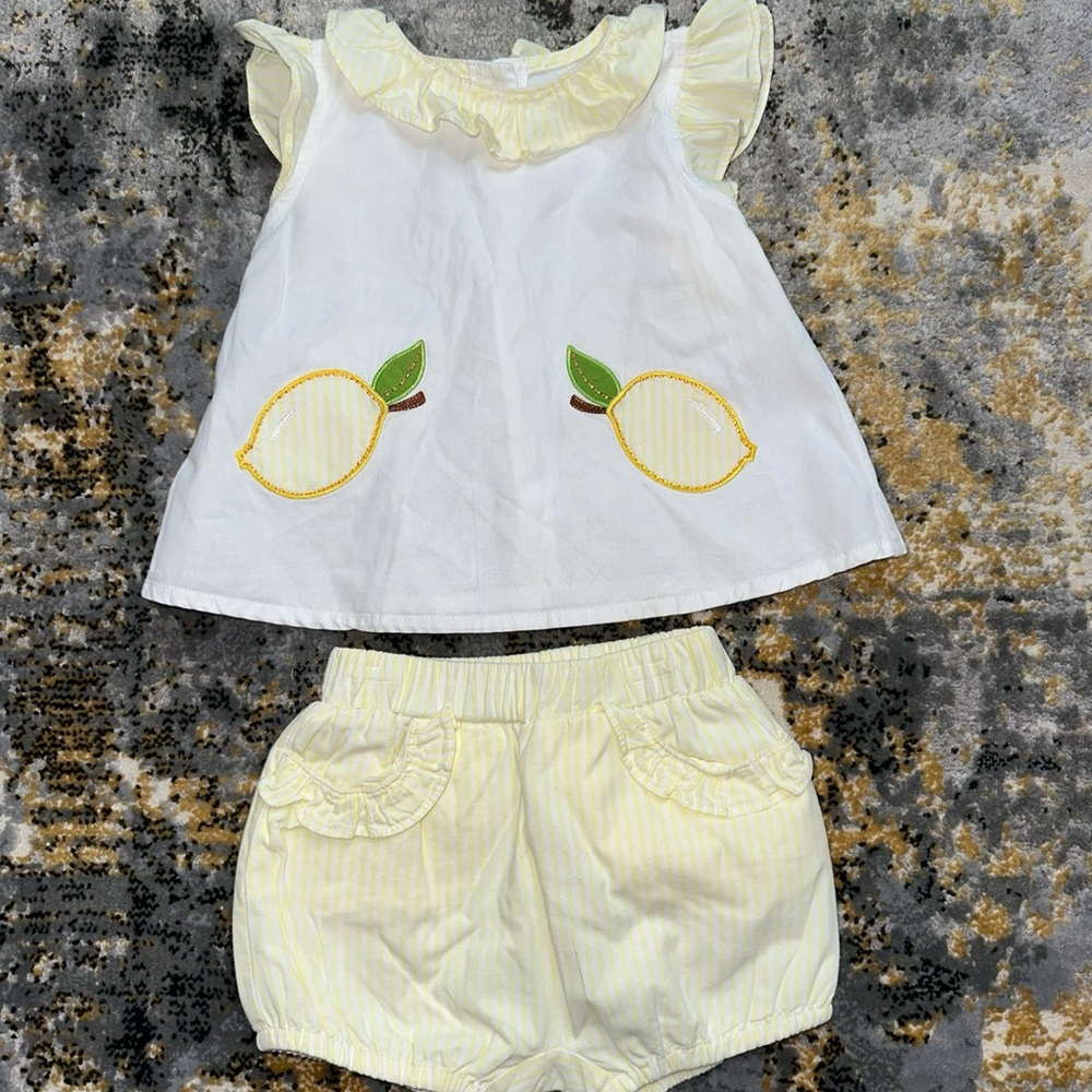 Lemon-Themed Kids Outfit - White and Yellow